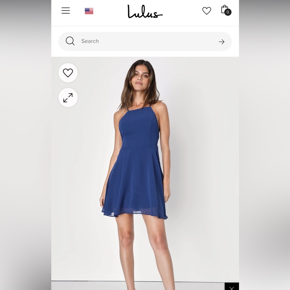 Letter of Love Navy Blue Backless Skater Dress
Size small